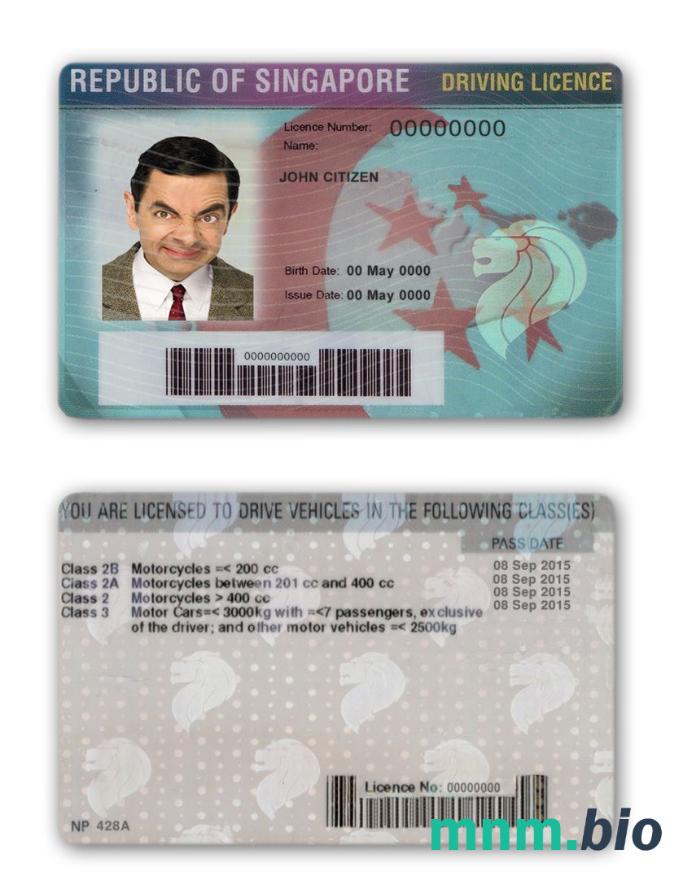 Szablon prawa jazdy w Singapurze w formacie PSD, ze wszystkimi czcionkami